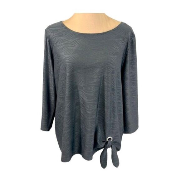 Chico’s Easywear Top Size 2 (12) Gray Textured Fabric - Picture 1 of 15